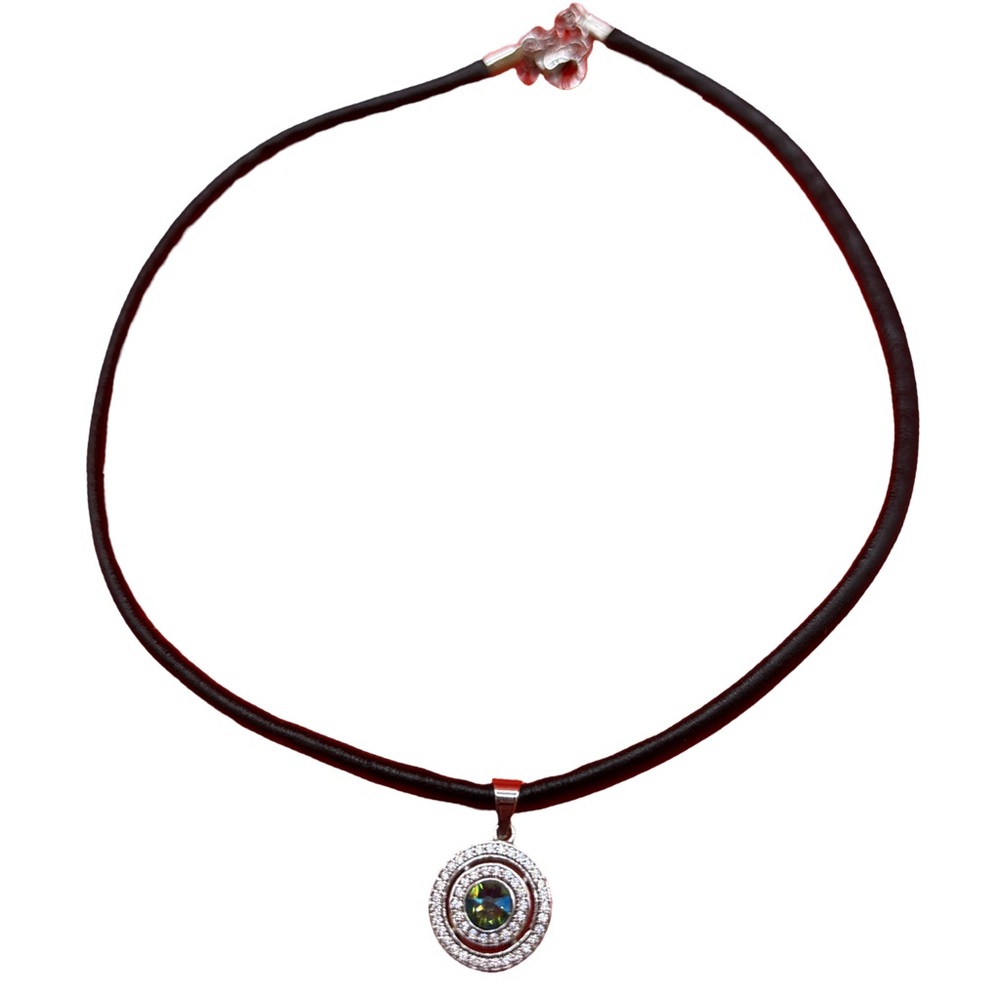 Elegant Silver and Black Pendant Necklace 17 inches (3 for $12 item)